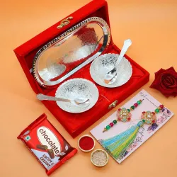 Jaipur Ace Primium 2 Hand Evil Eye Bhaiya Rakhi With Bowls Set And Chocolate, Combo Pack, RakshaBandhan Rakhi Gift Hamper Shagun Envelop for Brother/Bro with Tilak Set (Couple Rakhi With Bow...