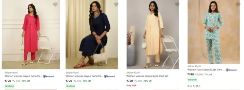 Image of Jaipur Kurti Women's Ethnic Sets at minimum 70% Discount