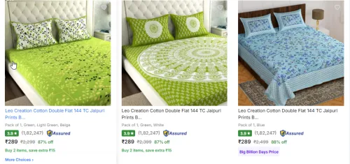 Image of Jaipuri Cotton Double Bedsheet at ₹289
