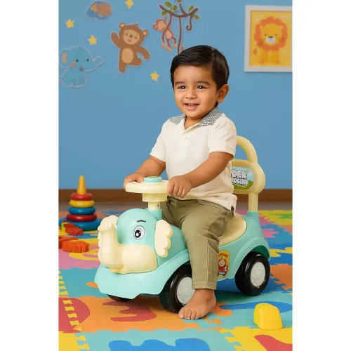Image of Amazon Brand - Jam & Honey Elephant Car | Ride On for Kids 2 Years+ | Push Car with Backrest | Under Seat Storage | With