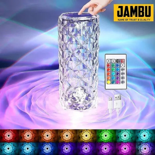 Image of JAMBU Crystal Diamond Table Lamp 16 Color Changing LED Lights