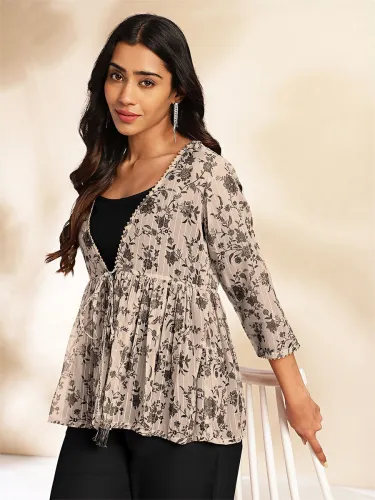 Image of Janasya Top Pant Co-ords Set with Jacket