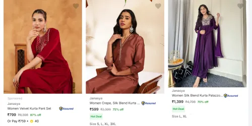 Image of Janasya Women Ethnic Set Upto 85% Discount 