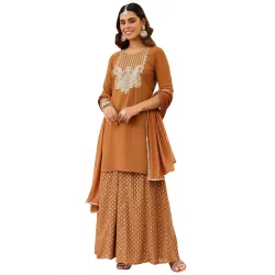 Janasya Women Kurta with Sharara & Dupatta Set