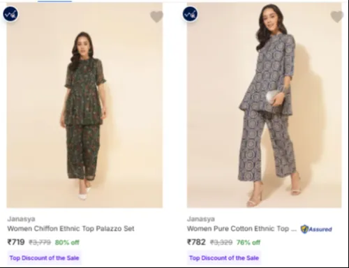 Image of Janasya Women's Ethnic Sets at minimum 76% Discount