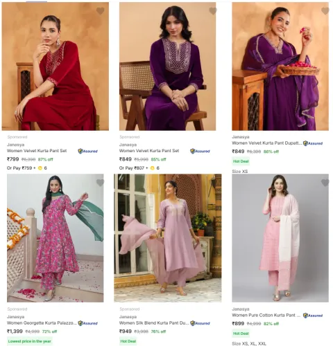 Image of Janasya Women's Ethnic Sets @ Up to 87% Discount 