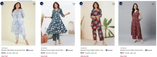 Image of Janasya Women's Ethnic Sets Upto 88% Discount
