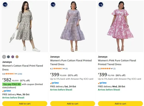 Image of Janasya Women's Dress at minimum 70% Discount
