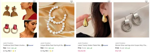 Image of Janki Creation Earrings upto 91% Discount