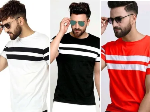Image of Jaqque  Men Printed Round Neck Polyester Multicolor T-Shirt
