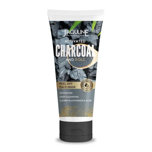 Image of JAQULINE USA Activated Charcoal and Gold Peel Off Face Mask for Men and Women Contains Activated Charcoal Infused with G