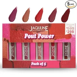 JAQULINE USA Pout Power Set of 5 Liquid Matte Lipstick