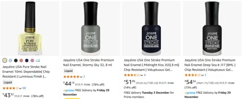 Image of Jaquline USA Pure Stroke Nail Enamel Starting at ₹43 @ #Amazon 