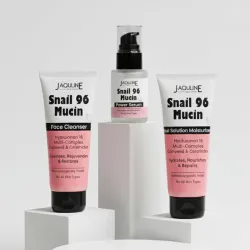 JAQULINE USA Snail Mucin Radiance & Hydration skin care kit | Face Cleanser, Power Serum & Moisturizer Set | Hydrating Face Care Kit | Barrier Repair & Glow Boost | Gift for Her & Him