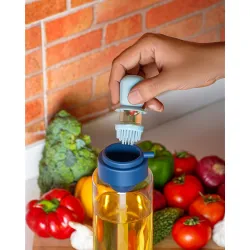 Clazkit Plastic Jar Oil & Liquid Storage Dispenser with Brush | Heat-Resistant, Food-Grade Safe, All-Purpose Cooking and