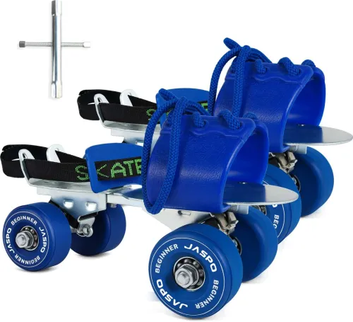 Image of Jaspo Beginner Senior Skates With Metal Body and TPR Rubber wheels Adjustable Quad Roller Adults Size 1 UK - 8 UK (Adju