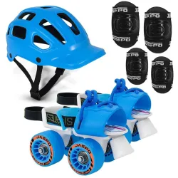 Jaspo Kids Delite Intact Junior Roller Skates Combo (Skates+Helmet+Knee+Elbow) Suitable for Age Upto 5 Years, Adjustable Skates-18 to 21 cms-Color-Blue (Blue)