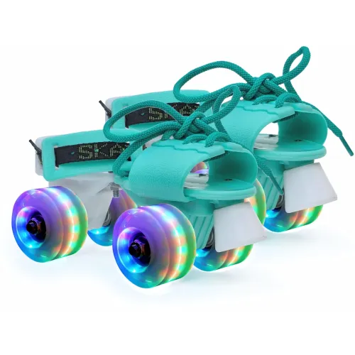 Image of jaspo Marshall Illumi Premium Adjustable Quad Roller Skates For Kids/Boys/Girls 6-14 Years, LED PU Wheels, 18-21 Cms Len