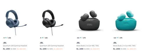 Image of JBL Headphones & Earbuds at minimum 50% Discount