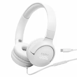 JBL Tune 520C Type-C Wired Headphones (White, Pure Bass, Mic)