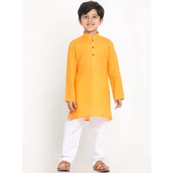 JBN Creation Boys Cotton Blend Kurta Pyjama Set - Ethnic Elegance for Festivals | Comfortable Classic Collar Full Sleeve