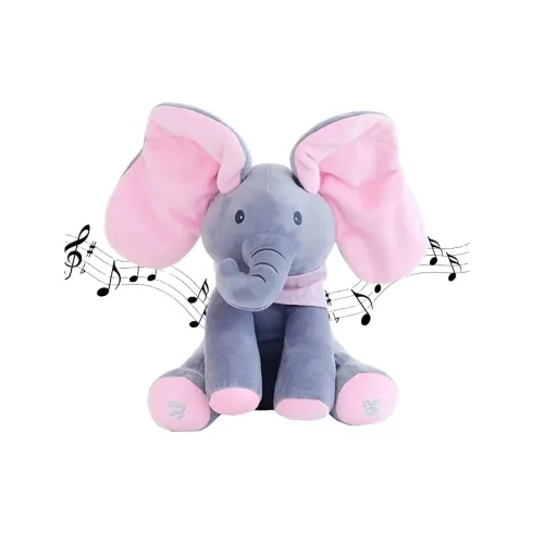 Image of JB'S LAND Baby Musical Elephant Toy, Peekaboo Plush Soft Toy with Sound & Ear