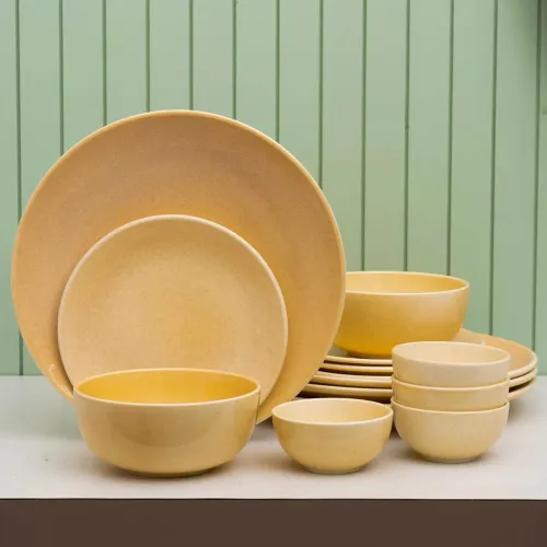 Image of JCPL Fine Porcelain 14‑Piece Pastel Peach Dinner Set