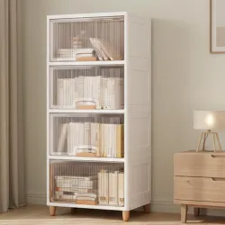 JD FRESH 4 Tier X-Large Cupboard for Storage/Stackable Plastic Storage Cabinet/Foldable Wardrobe for Clothes/Multipurpos