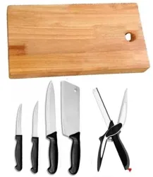 JD ENTERPRISE Kitchen Chopping Cutting Slicing Board with Knife set and knife cutting board Wooden Cutting Board  (Multi