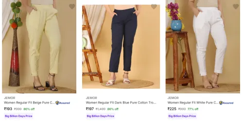 Image of Jemor Women's Trousers upto 86% Discount