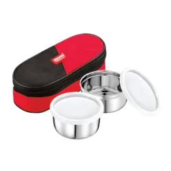 JENSONS Premium Essence Stainless Steel Lunchbox 3pc Set (350ml x 2) Tiffin for Office, School & College with Food Grade