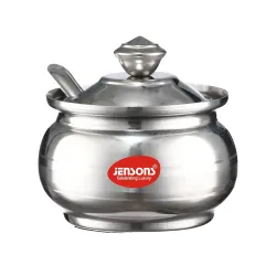 JENSONS Stainless Steel Ghee Pot With Lid And Spoon | 250 ml | Oil And Ghee Container | Small Storage Jar | Rust Resista