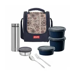 JENSONS Wonder Lunch Box with Steel Cutlery 3 Microwave Safe and Leak Proof