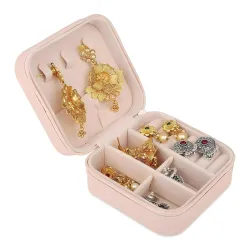 Jewellery Organiser Box, PU Leather, Zipper, Portable, Multicolour 1pic