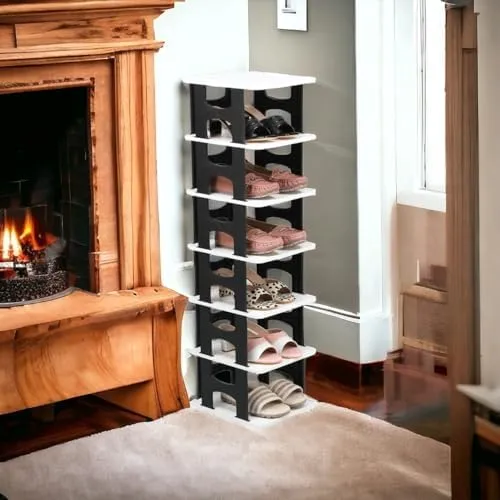Image of JEYANG 7-Tier Stackable Shoe Rack Storage Organizer Black