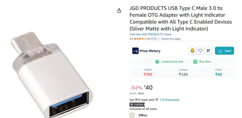 Image of JGD PRODUCTS USB Type C Male 3.0 to Female OTG Adapter 