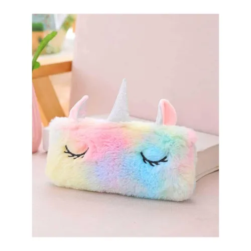 Image of JIADA Cotton Unicorn Horn Ear Fur Pencil Pouch for Girls