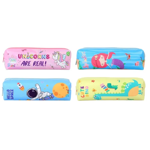 Image of Jiada Pack of 6 Pencil Pouches PU Leather Material, Multicolor