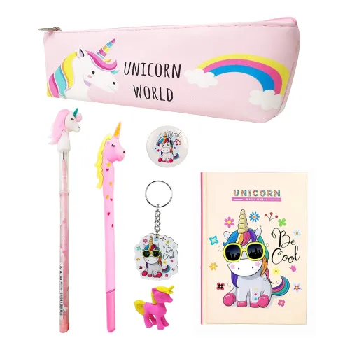 Image of Jiada Unicorn Gift Pack of 7 in 1 for Girls - Pouch, Notebook, Gel Pen