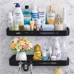 JIALTO 2 Pcs Shelf for Bathroom | Adhesive Bathroom Shelf for Wall | Bathroom Side Corner Shelf 