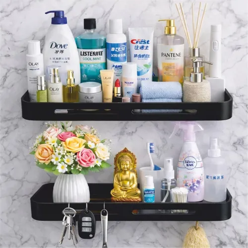 Image of JIALTO 2 Pcs Shelf for Bathroom | Adhesive Bathroom Shelf for Wall | Bathroom Side Corner Shelf | Stand and Rack Without