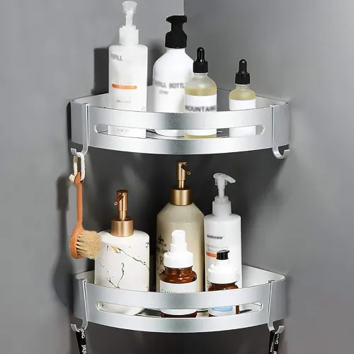 Image of JIALTO 2 Pcs Corner Shelf for Bathroom | Self-Adhesive Bathroom Shelf for Wall | Corner Stand and Rack Without Drilling 