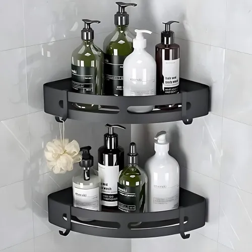 Image of JIALTO 2 Pcs Corner Shelf for Bathroom | Self-Adhesive Bathroom Shelf for Wall | Corner Stand and Rack Without Drilling 