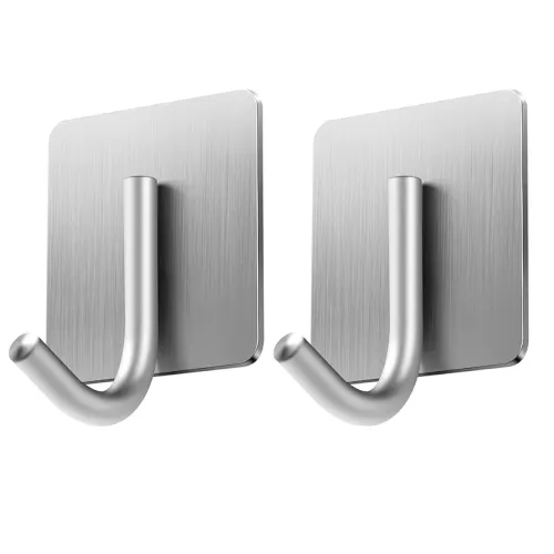 Image of JIALTO 2 pcs Self-Adhesive Stainless Steel Hooks