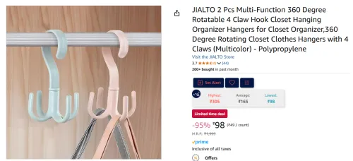 Image of JIALTO 360° Rotating 4-Claw Closet Hangers 