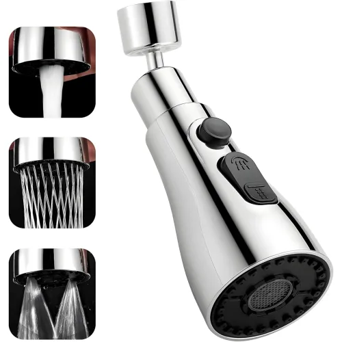 Image of JIALTO Stainless Steel Tap Extender for Silver Finish Kitchen Sink, 3-in-1 Kitchen Sink Tap with 360° Swivelling Waterfa
