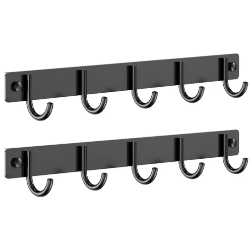 Image of JIALTO Black Wall Mounted Hook Rack (2Pack)