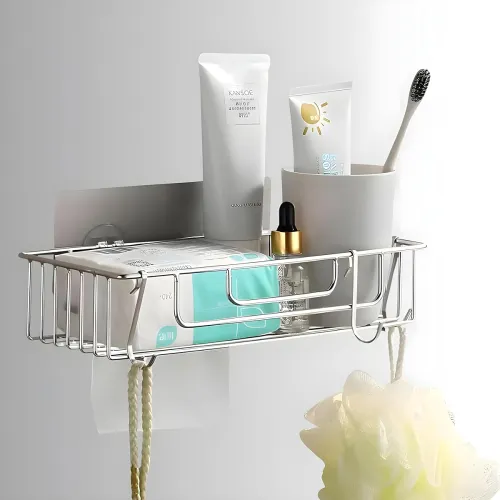 Image of Jialto Self-Adhesive Bathroom Organizer with Towel Holder
