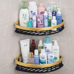 JIALTO Bathroom Corner Shelves for Bathroom | Self Adhesive Aluminum Bathroom Organiser Without Drill | Wall Mounted Cor