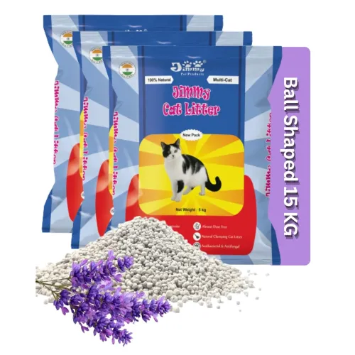 Image of JiMMy Pet Products Clumping Bentonite Cat Litter Sand Lavender Scented Litter Sand for cat (Ball Shaped, 15 Kg)